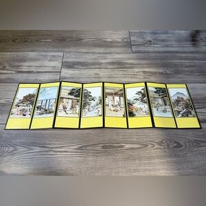 Vintage 8-Panel Tabletop Mini Accordion Asian Life Art Scenes